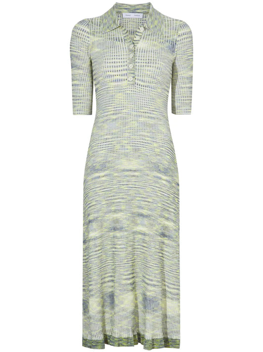 Space Dye Ribbed-Knit Polo Dress