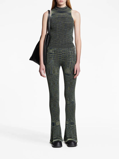 Space Dye Ribbed-Knit Trousers
