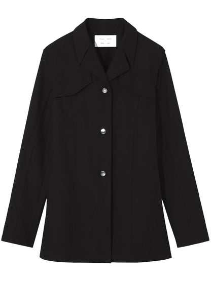 Notched-Lapels Button-Down Blazer