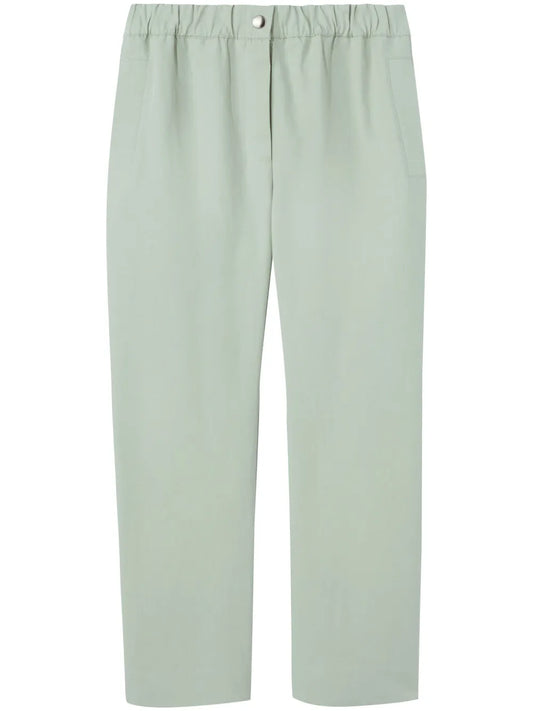 Straight-Leg Cotton-Blend Trousers