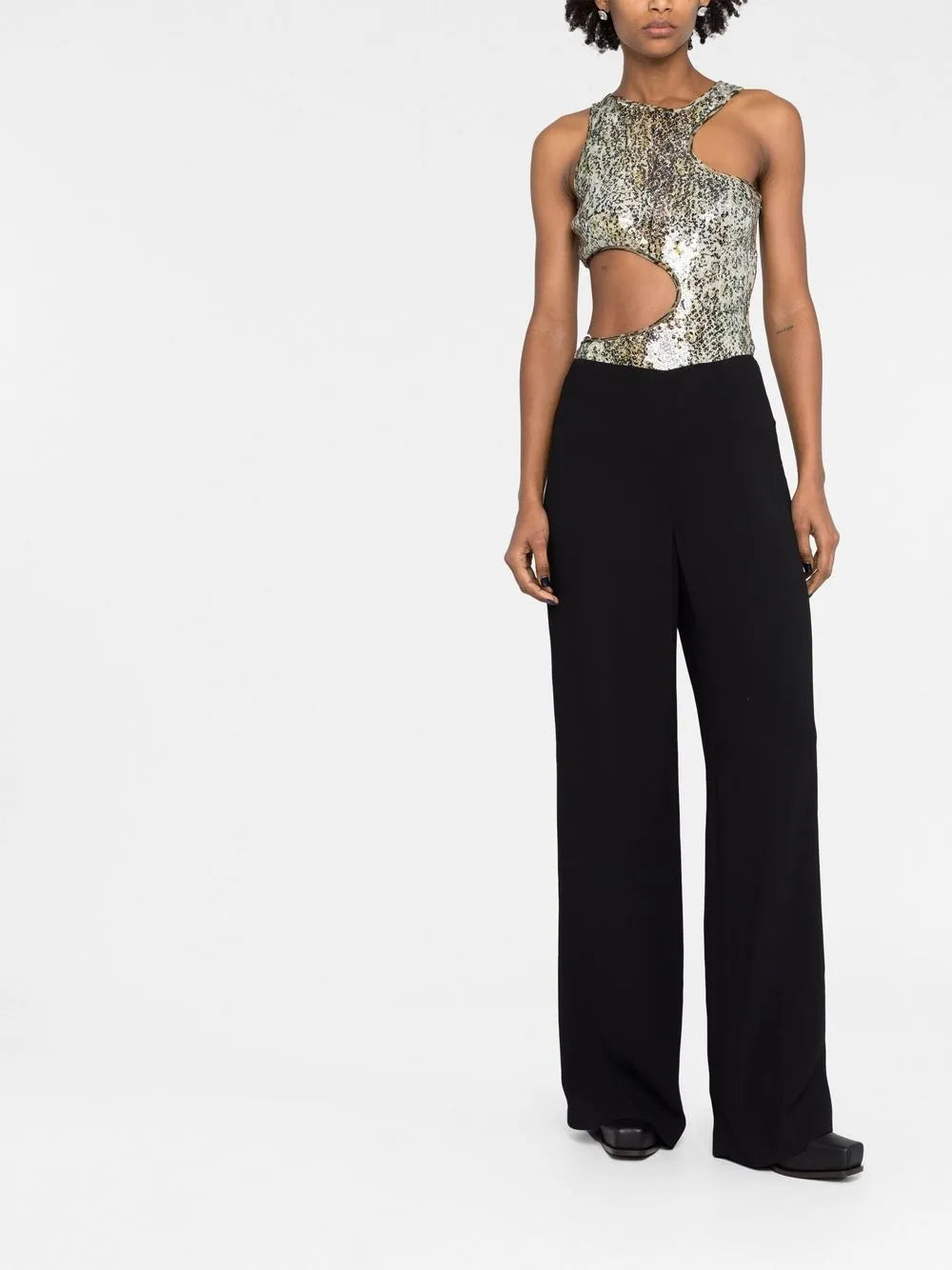 High-Waisted Flared Trousers