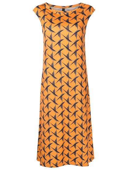 Zababa Bird-Print Midi Dress