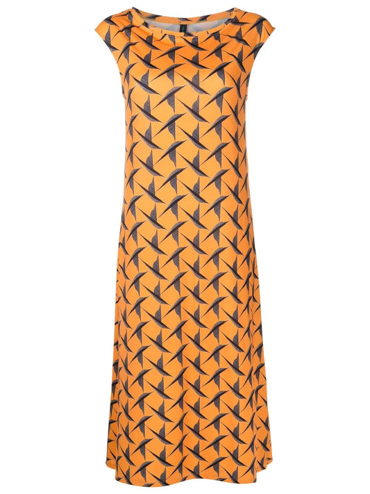 Zababa Bird-Print Midi Dress