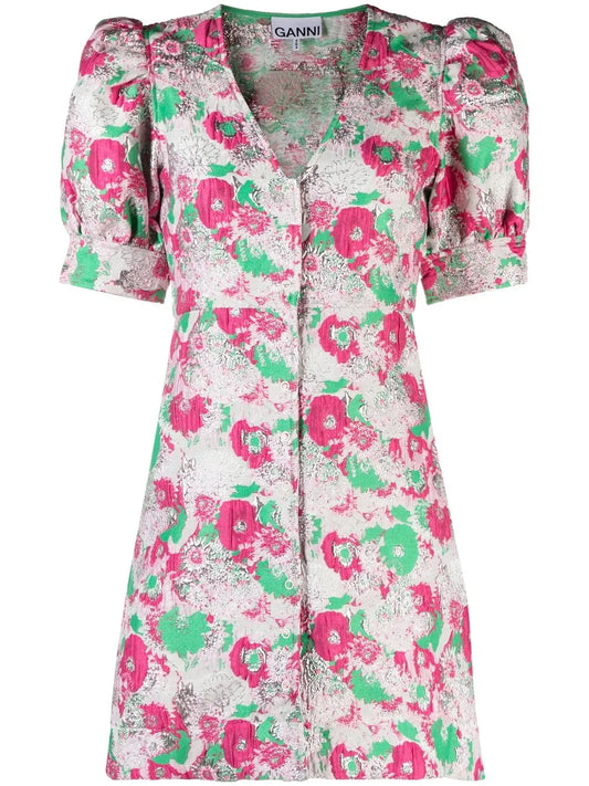Floral-Print Short-Sleeve Dress