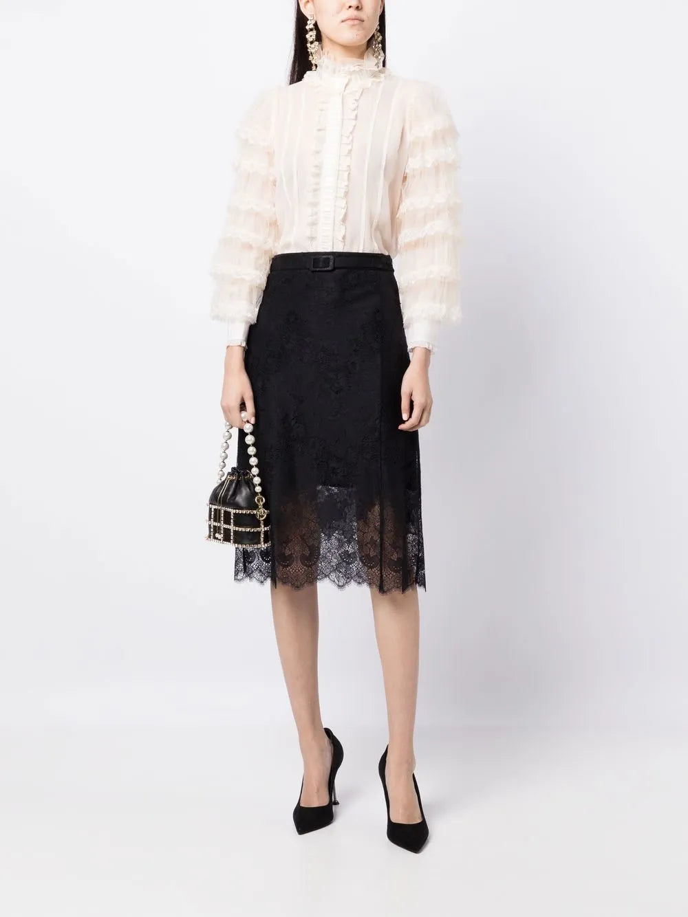 Ruffled Mulberry Silk Blouse