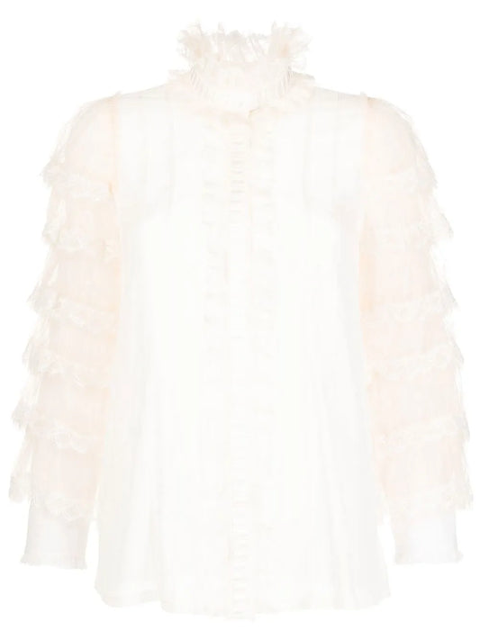 Ruffled Mulberry Silk Blouse