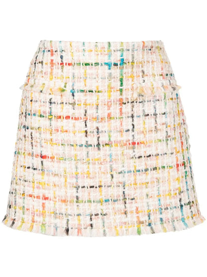 High-Waisted Tweed Mini Skirt