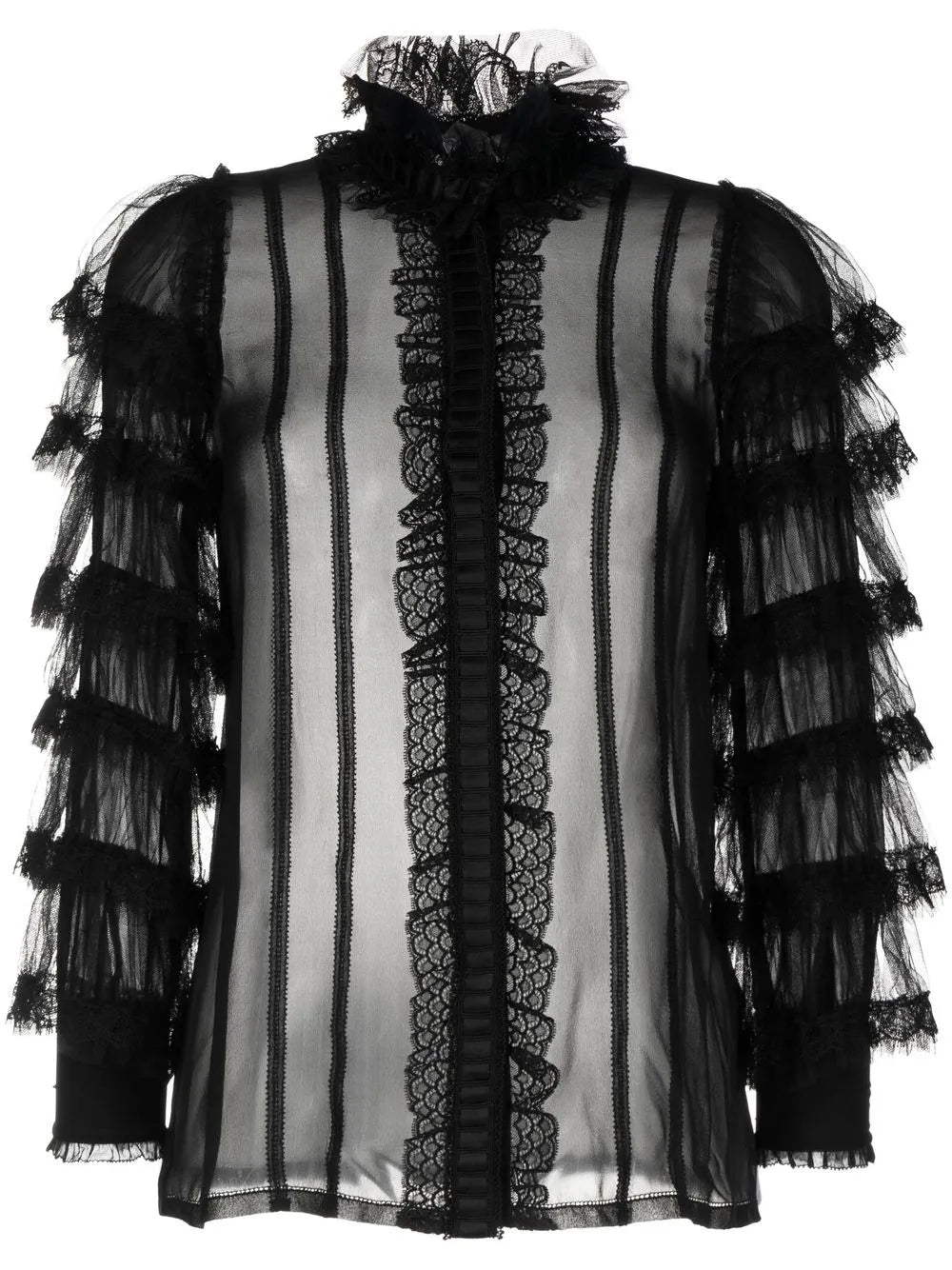 Ruffled Mulberry Silk Blouse
