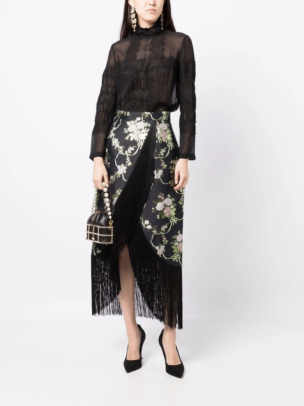 Ruffled Mulberry Silk Blouse