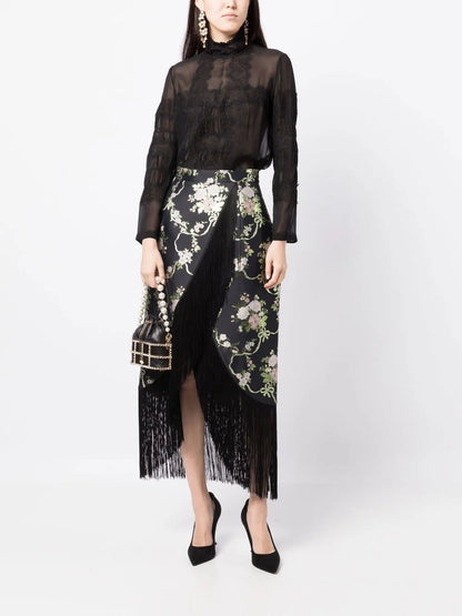 Ruffled Mulberry Silk Blouse