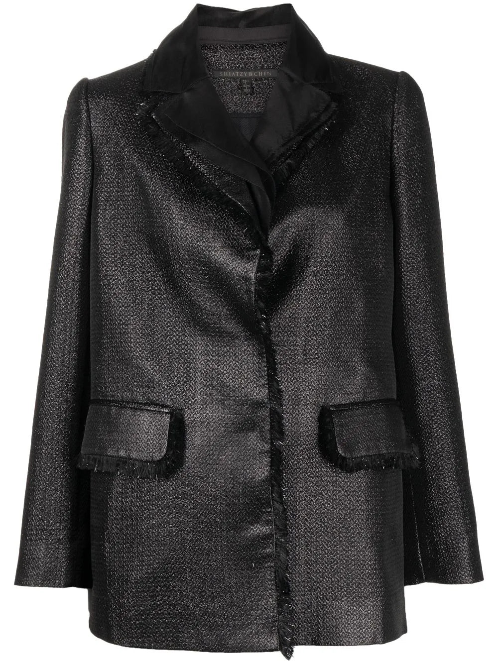 Metallic Fringed-Trim Blazer