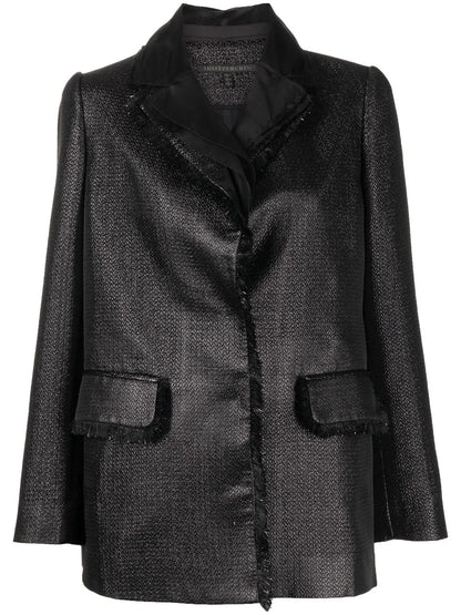 Metallic Fringed-Trim Blazer