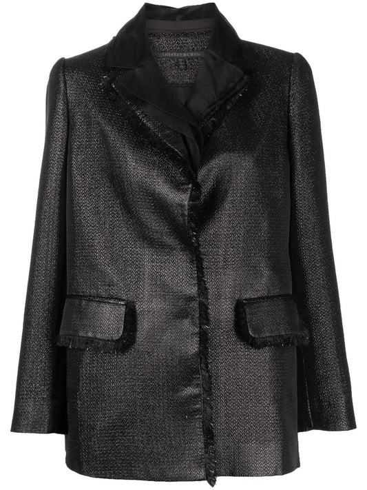 Metallic Fringed-Trim Blazer