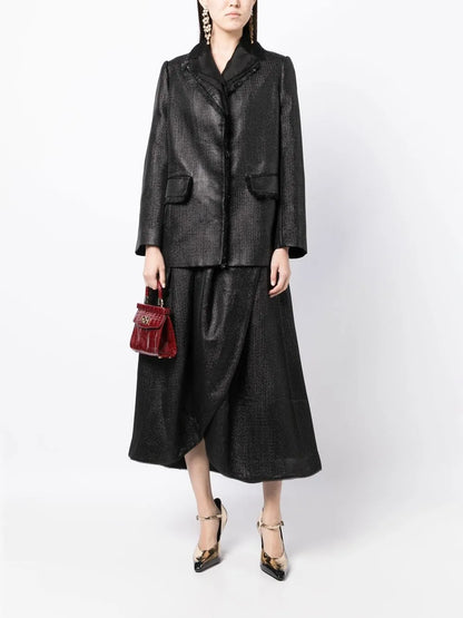 Metallic Fringed-Trim Blazer