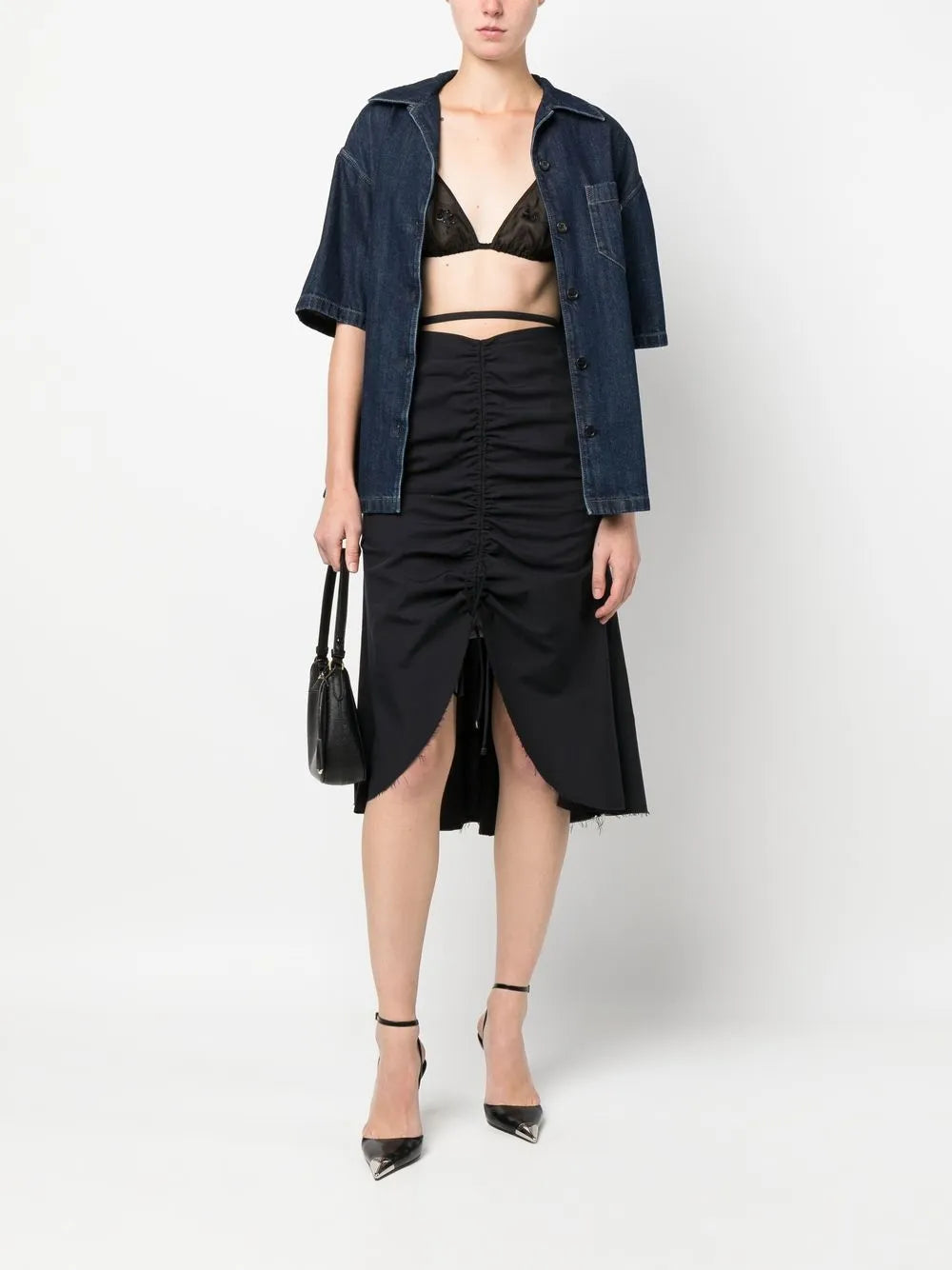 Embroidered-Detail Sheer Silk Bralette