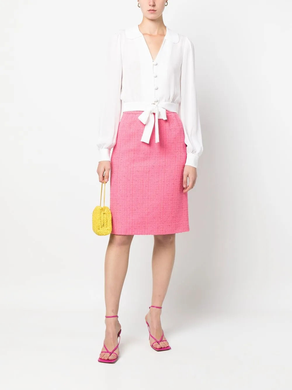 Cropped Tied-Hem Silk Blouse