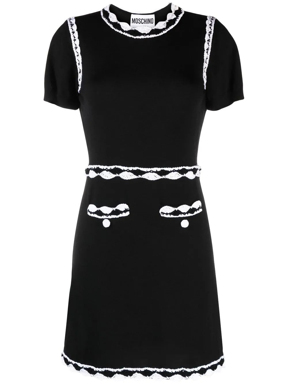 Lace-Trim Knitted Dress