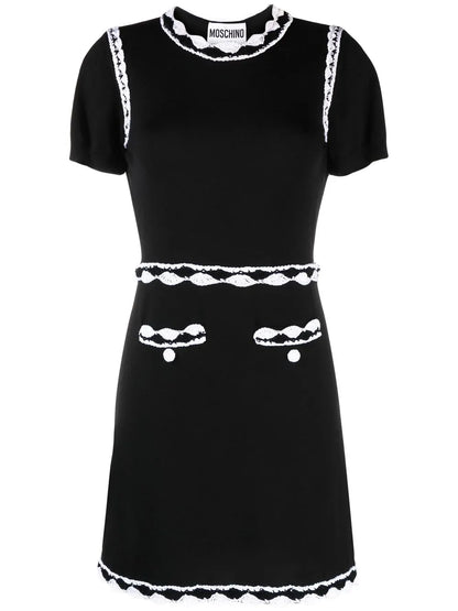 Lace-Trim Knitted Dress