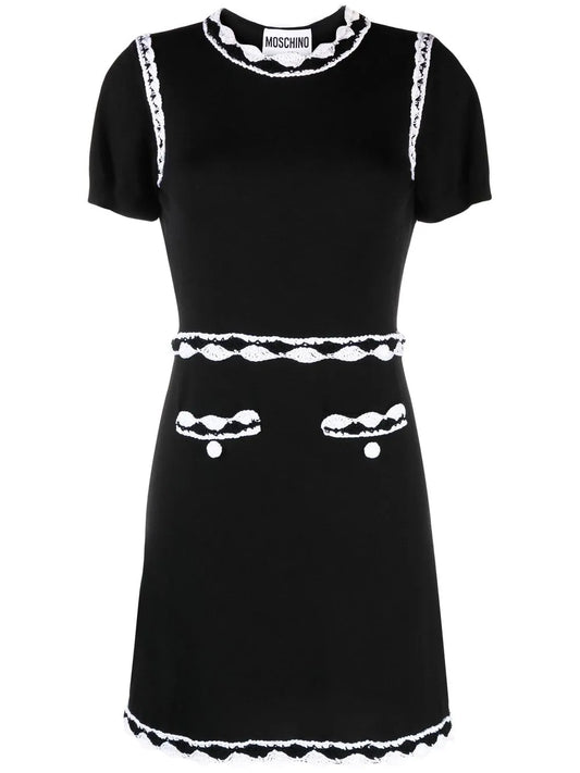 Lace-Trim Knitted Dress