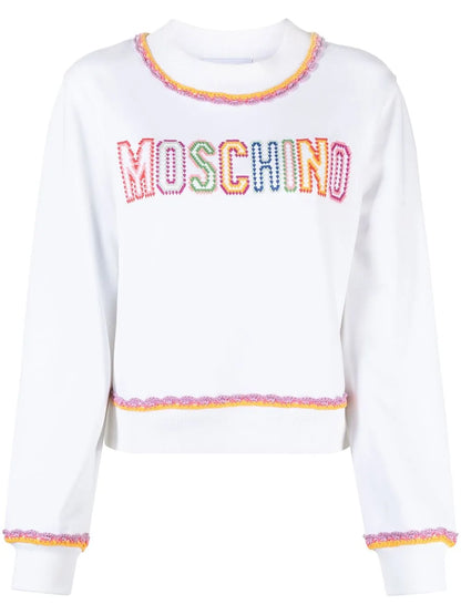 Macramé-Trim Cotton Sweatshirt