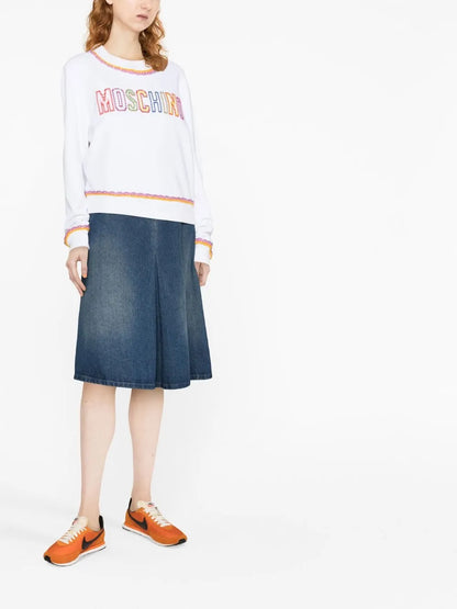 Macramé-Trim Cotton Sweatshirt