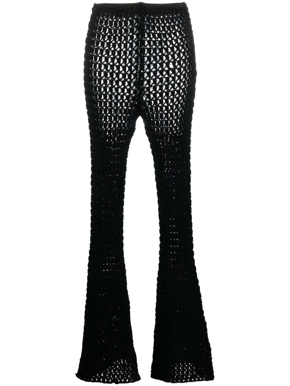 Crochet-Knit Flared Trousers