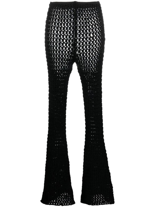 Crochet-Knit Flared Trousers