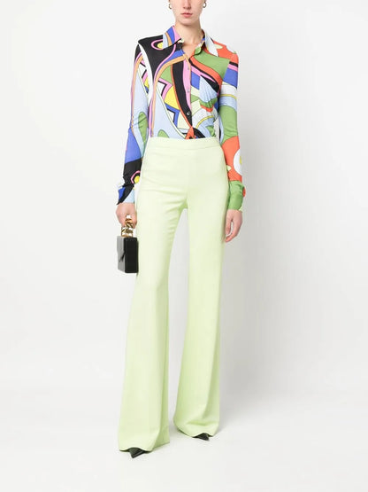 Flared High-Waist Trousers