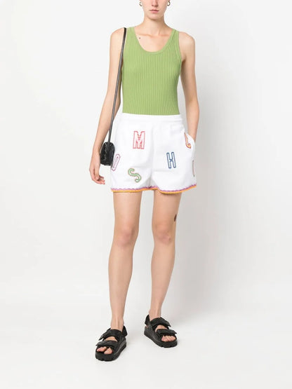 Logo-Embroidered Lace-Trim Shorts