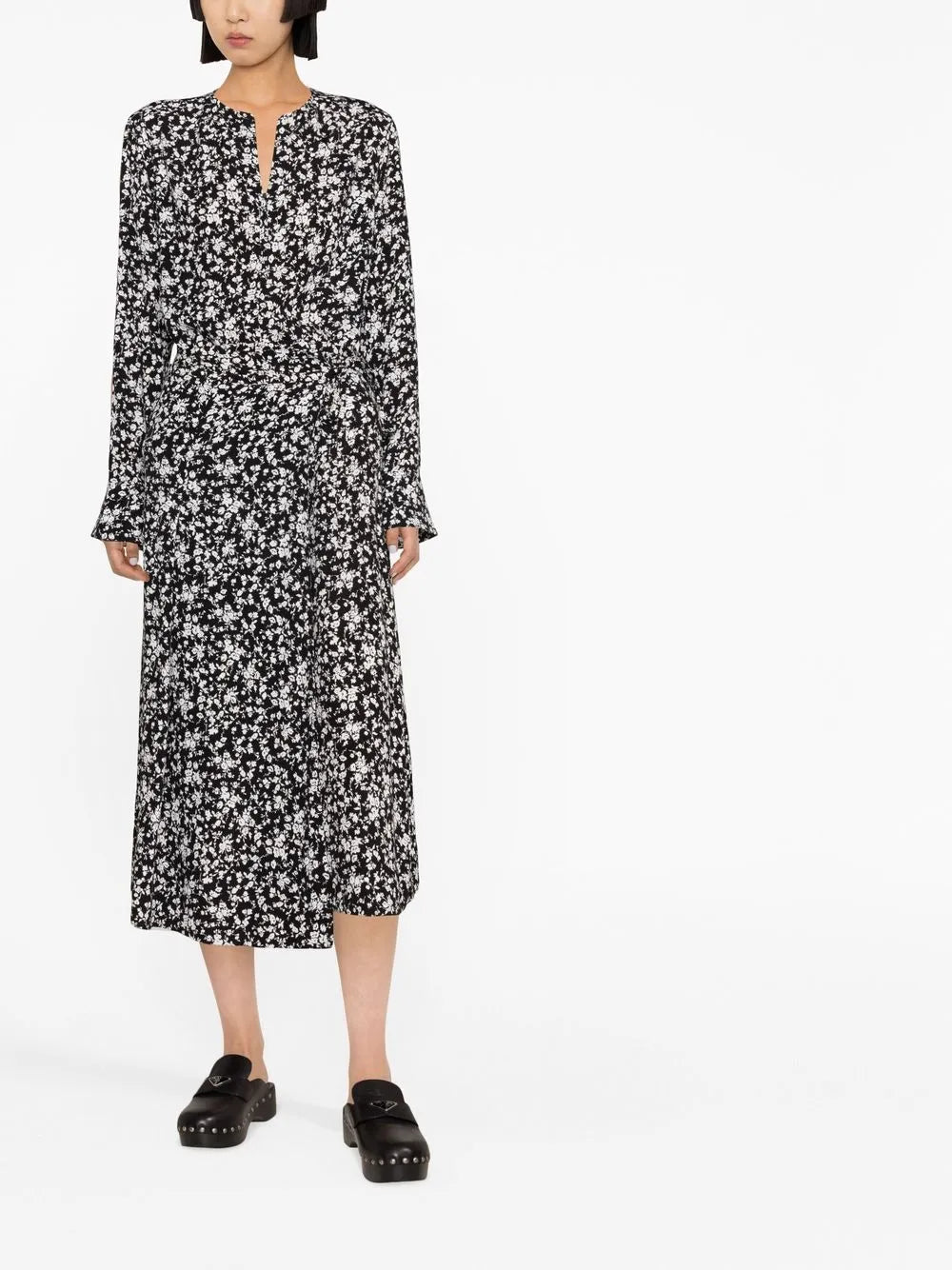 Floral-Print Crepe Blouse