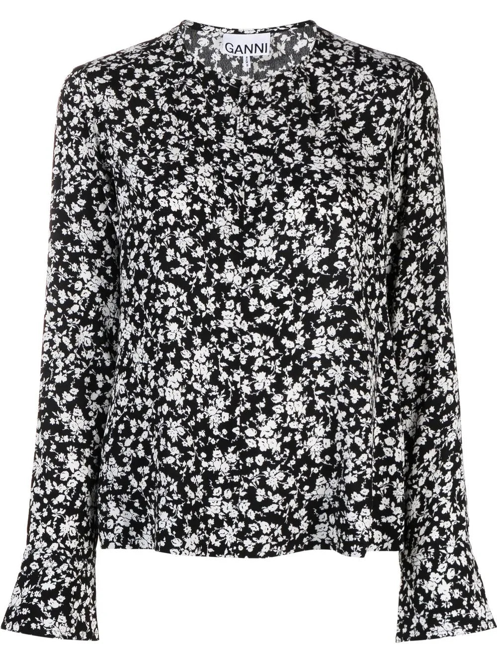 Floral-Print Crepe Blouse