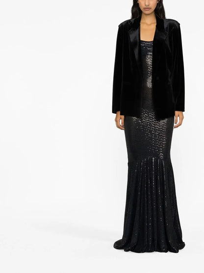 Single-Breasted Velvet Blazer