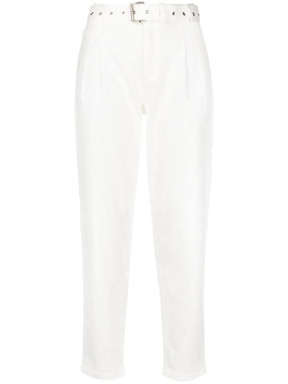 Pleat-Detail Belted Jeans