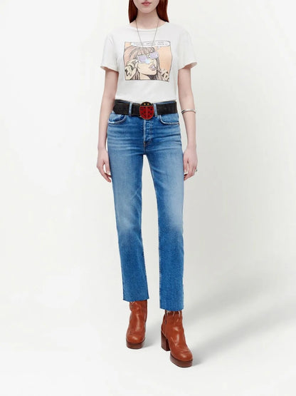 High-Rise Stove Pipe Jeans