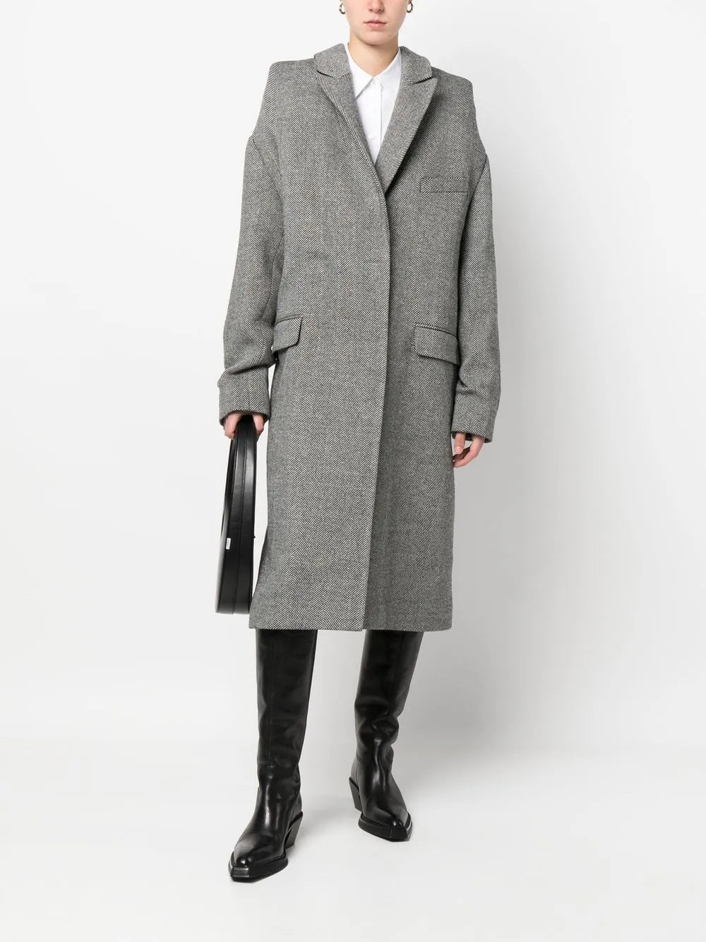 Single-Breasted Herringbone Coat