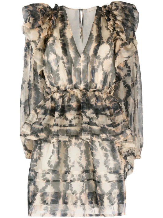 Adelaide Abstract-Print Silk Minidress