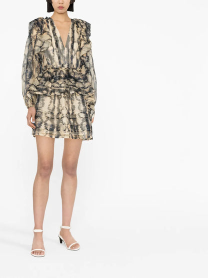 Adelaide Abstract-Print Silk Minidress