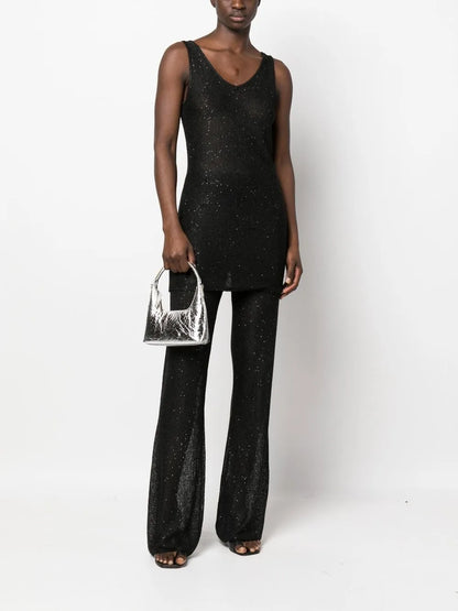 Sequin-Detail Transparent-Effect Top