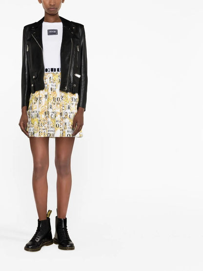 Baroque-Print Pleated Skirt