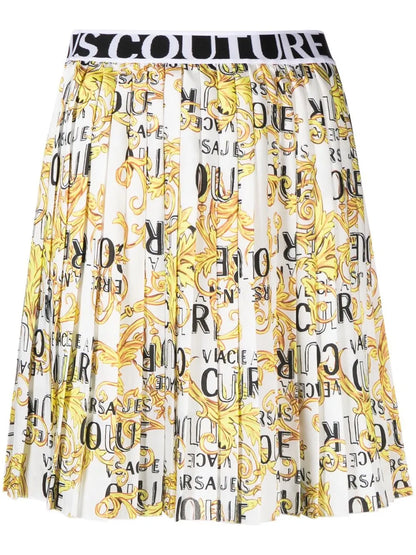 Baroque-Print Pleated Skirt