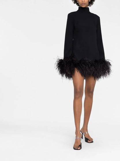 Gina Feather-Trim Mini Dress