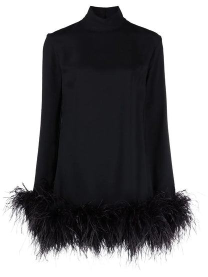 Gina Feather-Trim Mini Dress