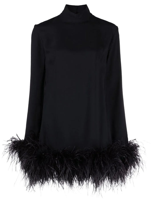 Gina Feather-Trim Mini Dress