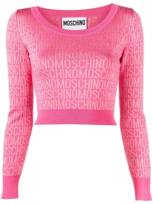 Monogram-Print Cropped Jumper