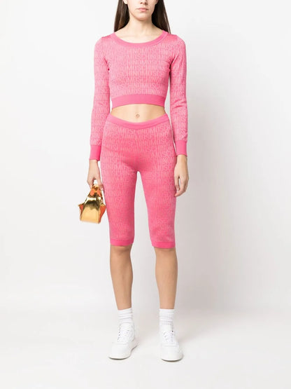 Monogram-Print Cropped Jumper
