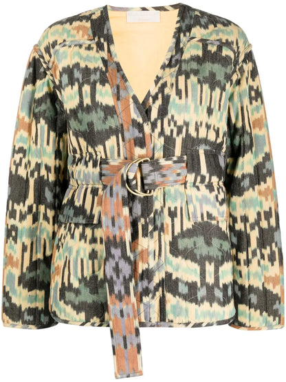 Lakshmi Graphic-Print Belted Jacket