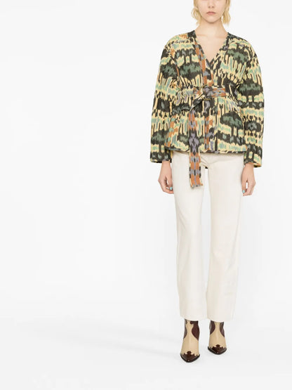 Lakshmi Graphic-Print Belted Jacket