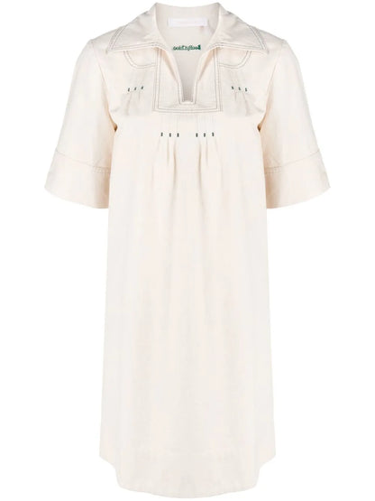 Short-Sleeve Embroidered Minidress