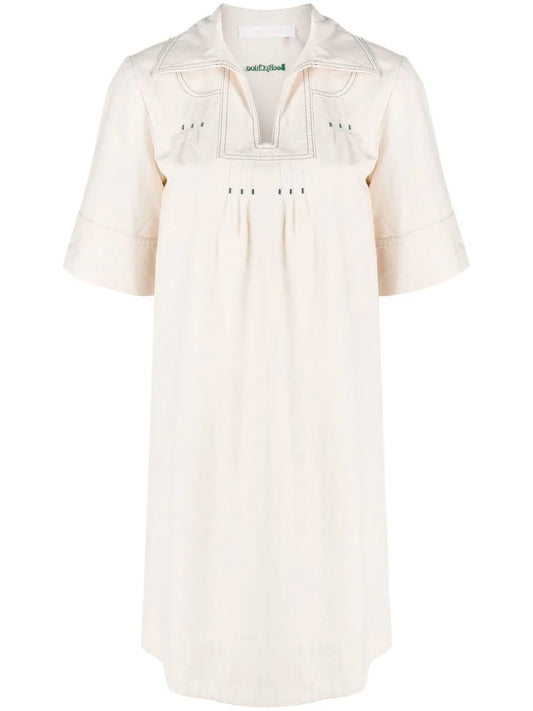 Short-Sleeve Embroidered Minidress