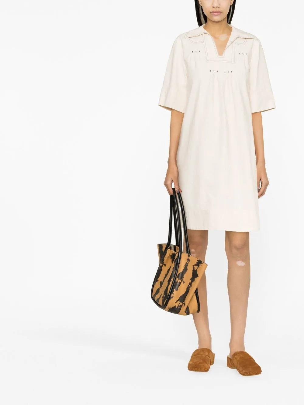 Short-Sleeve Embroidered Minidress